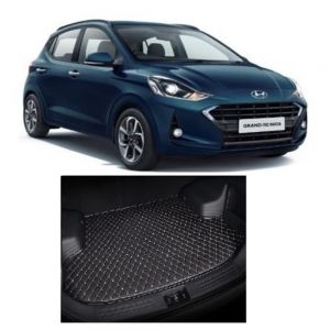 Trunk/Boot/Dicky PU Leatherette Mat for Grand i10 Nios - black